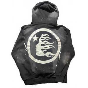 Hellstar Path To Paradise Hoodie Mens Medium Black Flame Head Paint Splatter